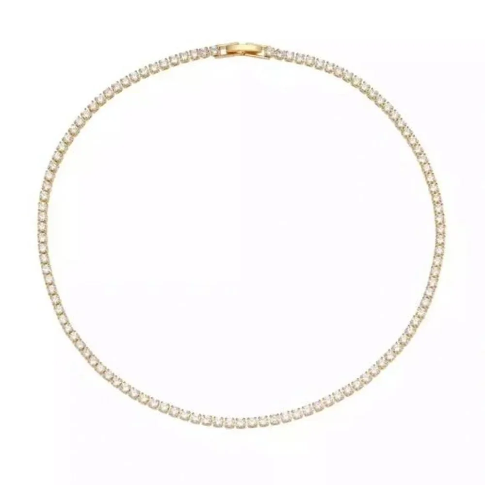 NEW 14K GOLD TENNIS CHAIN CHOKER NECKLACE - Picture 6 of 6